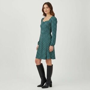 NWT Band of Free Genevieve Teal Diamond Long Sleeve Mini‎ Dress Large Self-tie